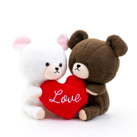 くまのがっこう ジャッキー デイビッド ラブハートぬいぐるみ電報 電報なら ハート電報