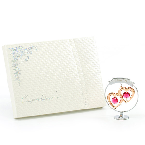 Crystocraft ツインハートモビール キラキラhappybox電報プレシャスホワイト 電報なら ハート電報